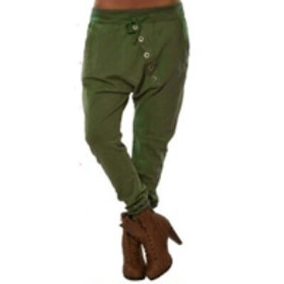 

Fashion Men Harem Pants Buttons Hip Hop Jogger Casual Crop Crotch Trousers Sport