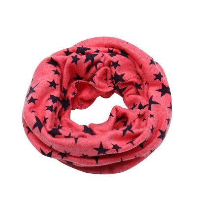 

Children Warm Cotton Scarf O Ring Shawl Neckerchief Boy Girl Circle Loop Cartoon Smile Face Star Pattern Neck Warmer