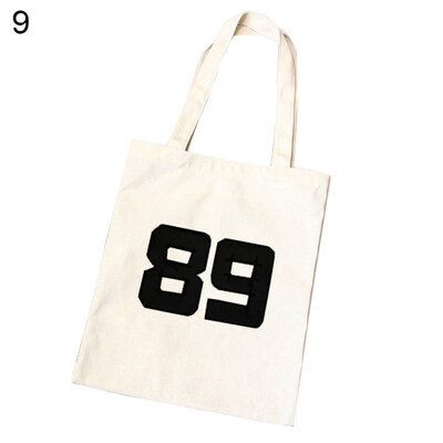 

Women Canvas Letters Number Tote Bag Shopping Travel Single Shoulder Handbag