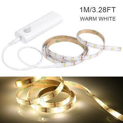 

1M 30LEDs Cabinet Strips Lights PIR Motion Sensor Under Bed String Light Automatic & Manual Switch Modes Batterys Powered Night La