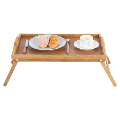

Greensen Portable Bamboo Wood Bed Tray Breakfast Laptop Desk Tea Food Serving Table Folding Leg