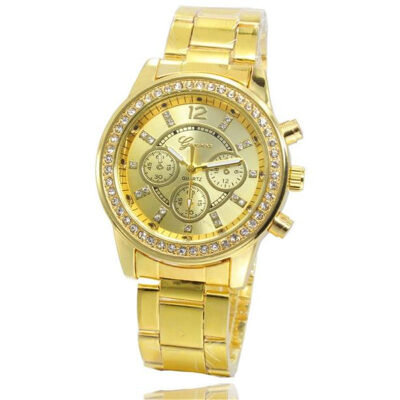 

Womens Watches Fashion Geneva Brand Roman Numeral Diamond Mirror Womens Watch Montre Femme Acier Inoxydable Horloge Dames