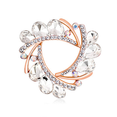 

Delicated Elegant Crystal Flower Brooch Rhinestone Scarf Cloth Accessories Pin Silk Scarf Buckle Clip Fashion Jewelry