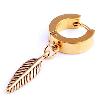 

2Pcs Punk Men Feather Pendant Stainless Steel Hoop Earring Party Jewelry Gift