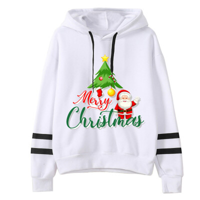 

Tailored Women Christmas Print Hooded Long Sleeves Sweatshirt Hooded Pullover Tops Shirt