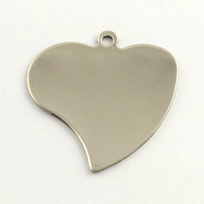 

201 Stainless Steel Heart Blank Stamping Tag Pendants Stainless Steel Color 42x40x1mm Hole 3mm