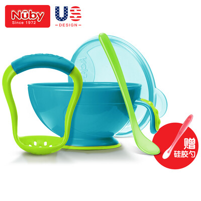 

Nuby baby grinding bowl childrens tableware baby food supplement grinder bowl with spoon set blue