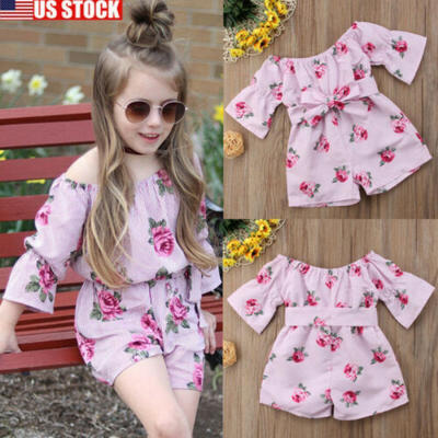 

US Summer Toddler Baby Kids Girls Floral Romper Bodysuit Jumpsuit Outfit Clothes
