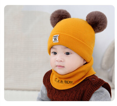 

Newborn Kids Baby Boy Girl Pom Hat Winter Warm Knit Bobble Beanie Cap Scarf Set