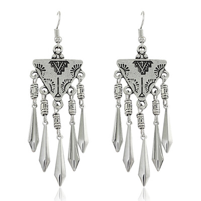 

Women Vintage Jewelry Gift Boho Triangular Water Drop Pendant Hook Earrings