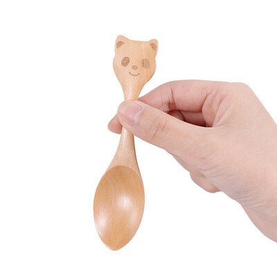 

Toponeto Fashion 1pcs Wood Cute Animal Pattern Kids Spoon Easy Kitchen Eating Tool Produ