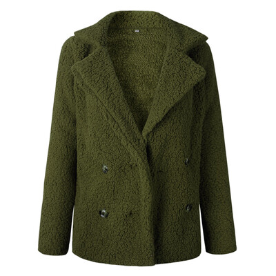 

Fashion Woman Fake Fur Coat Loose Long Sleeve Warm Fleece Suit Jacket Outwear