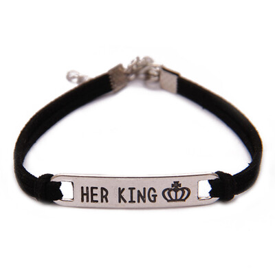 

1 PIECE Her King His Queen Couple Lover Bracelets With Crytal Stone Crown Charm Bracelet Lovers Valentines Day Gift
