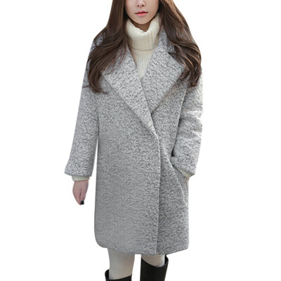 

Toponeto Womens Winter Warm Jacket Imitation Lapel Warm Slim Jacket Long Coat