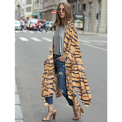 

New Women Chiffon Kimono Cardigan Floral Leopard Print Asymmetric Boho Loose Outerwear Beachwear Bikini Cover Up