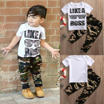 

Newborn Toddler Kids Baby Boys Outfits T-shirt TopsCamouflage Pant 2pcs Clothes