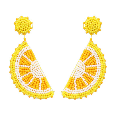 

2019 New Arrival Summer Style Handmade Seed Beads Fruit Lemon Drop Earrings Personality Watermelon Earrings For Woman Party Gift