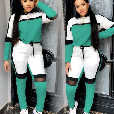 

Tailored Fashion Womens Casual Color Splicing Long Sleeve T-Shirt Long Pants Sports Set