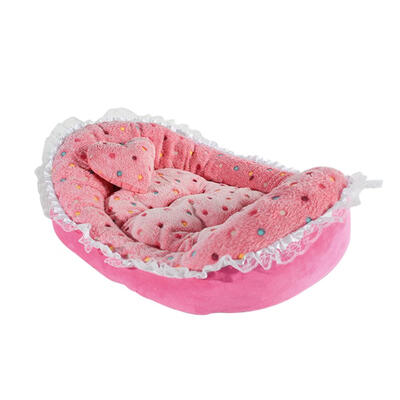 

Cute Ingot Shaped Soft Coral Velvet Lace Pets Bed Warm Cat Nest Dog Kennel
