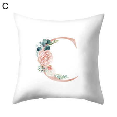 

English Letter Leaf Flower Pillow Case Cushion Cover Sofa Bed Car Office Decor