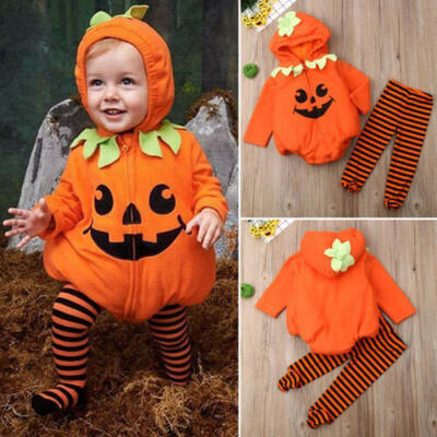 

Baby Boy Girl Winter Halloween Pumpkin Costume RomperPants Fancy Dress Outfits