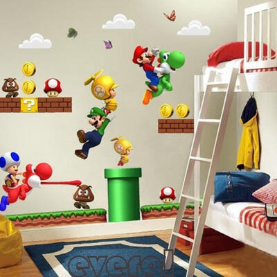 

Super Mario Luigi Bros Removable Wall Sticker Decals Kids Nursery Home Decor Mural