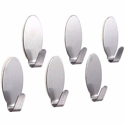 

Siaonvr 6x Useful Stick On Hook Strong Self Adhesive Sticky Coat Hat Metal Hanger Silver