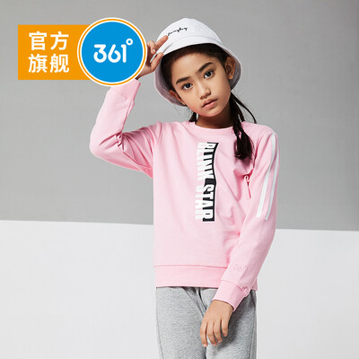 

361°361 degree childrens clothing girls sweater 2019 spring new letter set head casual sweater round neck shirt T-shirt N61913303 rose powder 140