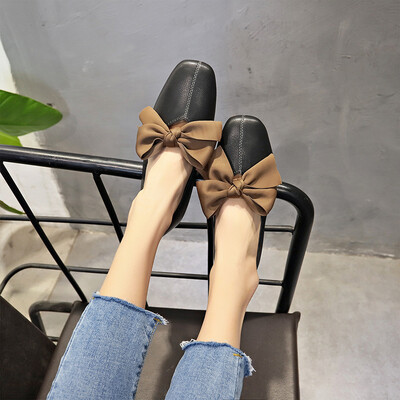 

Grandma shoes women 2019 new autumn Joker Korean bow square thick documentary shoes with fairy gentle shoes