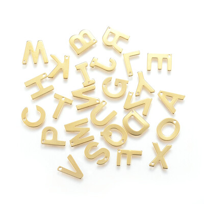 

304 Stainless Steel Charms Alphabet Mixed Golden 11x612x08mm Hole 1mm