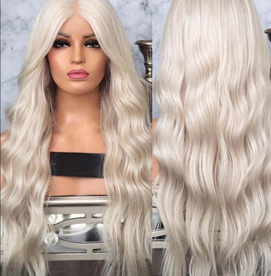 

〖Follure〗Womens Fashion Front lace Wig Silver Synthetic Hair Long Wigs Wave Curly Wig