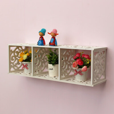 

3 Grids Creative Floating Wall Shelf Rack Hanging Bookshelf Home Decor White
