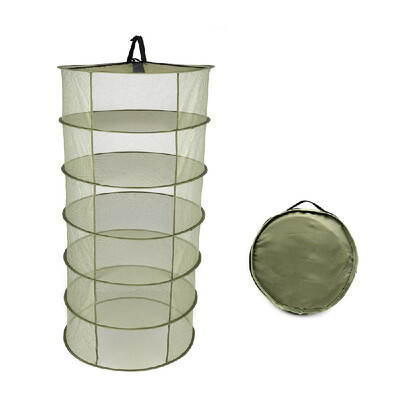 

4 Layers Hanging Basket Folding Drying Rack Herb Dry Net Opening Shape Dryer Bag Mesh 600mm Diameter For Herbs Flowers Buds Plants
