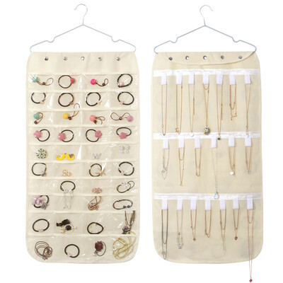 

Gobestart Jewelry Storage Bag Double Sided Pockets Jewelry Hanging Display Bag Non-woven