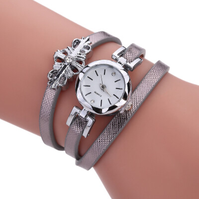 

Cross medal pendant ladies winding bracelet watch simple fashion inlaid diamond British watch female models