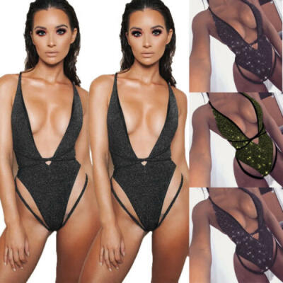 

Womens One Piece Monokini Bikini Sparkly Beach Swimsuit Swimwear Bathing Suit