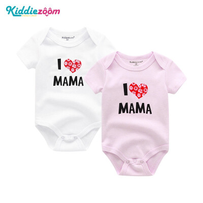 

Kiddiezoom 2PCSLot I Love PaPa MaMa Baby Boys Clothes 100Cotton Babywear Bodysuits Baby Girls Clothes Newborn Short Sleeve