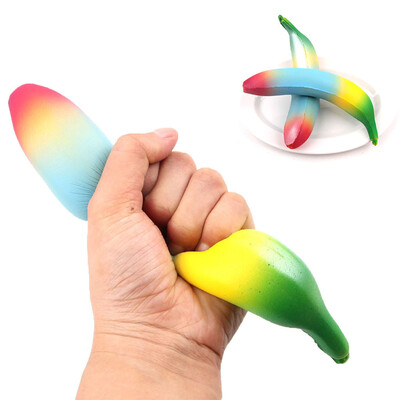 

Siaonvr Colorful Banana Stress Reliever Scented Super Slow Rising Kids Squeeze Toys