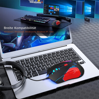 

YWYT G837 Optical Wired Gaming Mouse 4 Adjustable DPI 3200DPI USB Gaming Mouse with Colorful Breathing Light