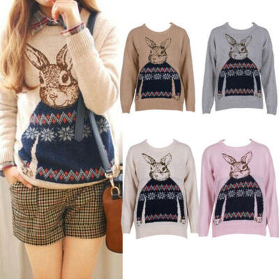 

UK Women Easter Long Sleeve Sweater Spring Sweatshirt Jumper Pullover Top Blouse