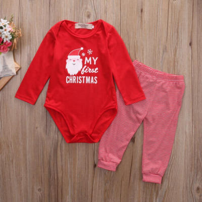 

Newborn Baby Boy Girl My First Christmas Clothes Romper Jumpsuit Pants Outfits