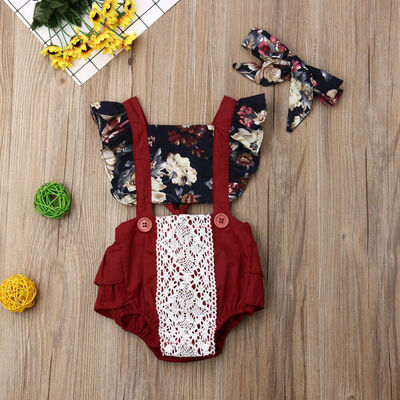 

Newborn Baby Girl Short Sleeve SunFlower Ruffle Romper Bodysuit Outfit Summer