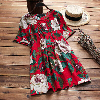 

Starmoon Plus Size Women Flower Print Casual Short Sleeve T-shirt Tops