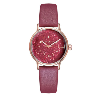 

Fashion Style Watches Women Starry Sky Watch Quartz Wristwatch Soild Color Leather Strap Female Clocks Hot Montre Femme