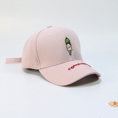 

Hat Female Korean Version Baitao Duck Tongue Cap Summer Ice Cream Embroidered Baseball Cap Ladies Outdoor Sunscreen Sunhat
