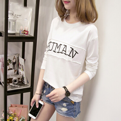 

Loose Casual Letter Print Patch Decoration Top Fashion Trend Long-sleeved Womens Sweatshirt