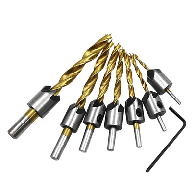 

Siaonvr Titanium HSS 5 Flute Countersink Drill Bit Set Screw Woodworking Chamfer Tool