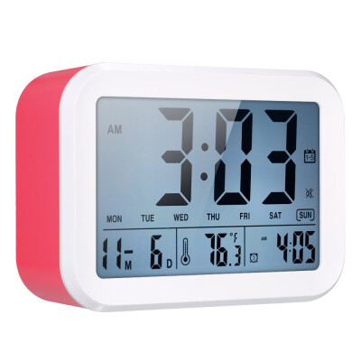 

Digital Light Sensing Control & Time Announcing Alarm Clock Calendar Thermometer Clock with 3 Alarms & Snooze Function--Blue