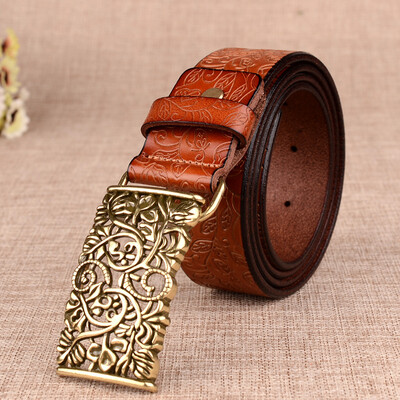 

Leather ladies belt Korean casual wild round buckle needleless leather belt decorative student belt