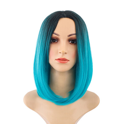 

〖Follure〗Black Pink Ombre Hair Straight Bob Wigs Synthetic Hair Short Party Hair Wig
